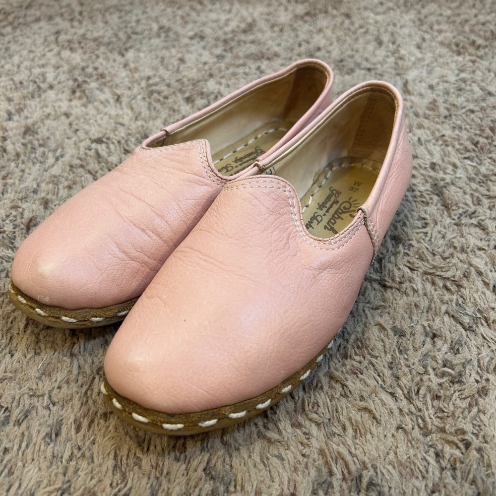 Sabah Handmade Leather Slippers Pink Loafers Women 37 Gaziantep Turkey